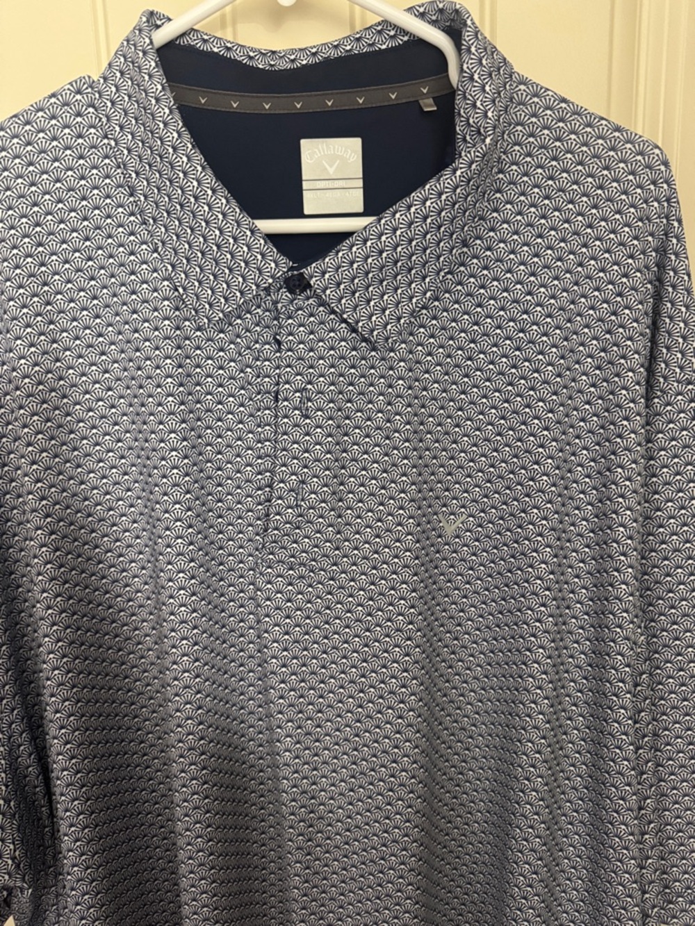 Callaway Men's Navy Micro-Pattern Short Sleeve Polo